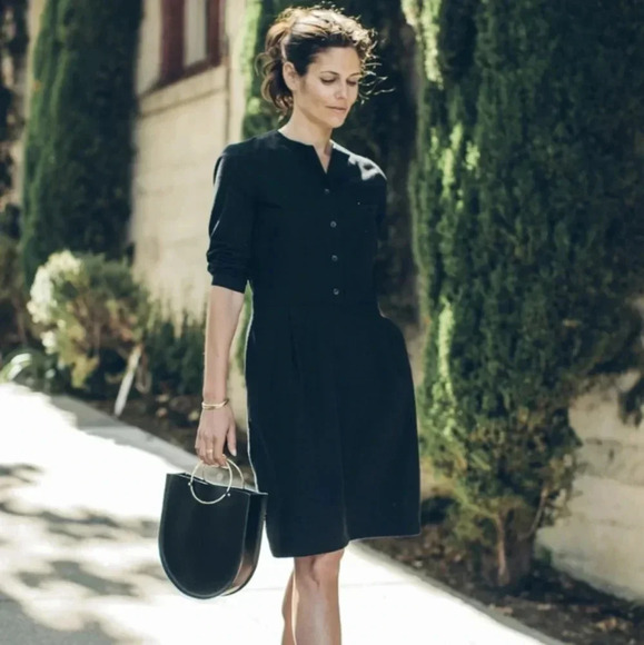 Taylor Stitch Black Juniper Dress Brushed Cotton Small Long Sleeve Pockets - Picture 1 of 9